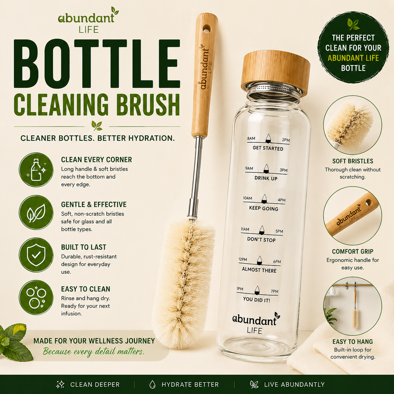 Abundant Life Bottle Cleaning Brush