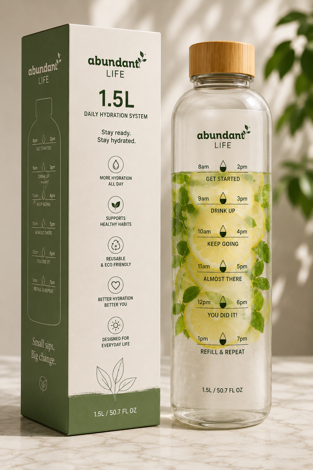 1.5L Glass BPA-Free Infuser Water Bottle with Strainer