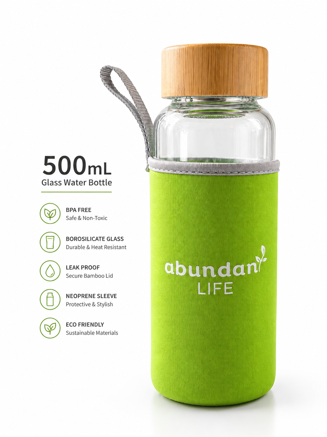 6-Pack 0.5L Glass BPA-Free Infuser Water Bottle Set